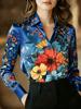 Floral Printed Satin Shirt with Long Sleeves and a Classic Collar, Perfect for Parties, Casual Wear, and Everyday Styling—suitable for All Seasons.