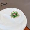 Meaningful Gift Accessory Chinese Style Enamel Brooch Sparkling Rhinestones Flower