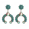 Vintage Literary And Artistic Hollow Turquoise Flower Earrings, High-End Ethnic Style Earrings, Female Bohemian Style Ear Jewelry