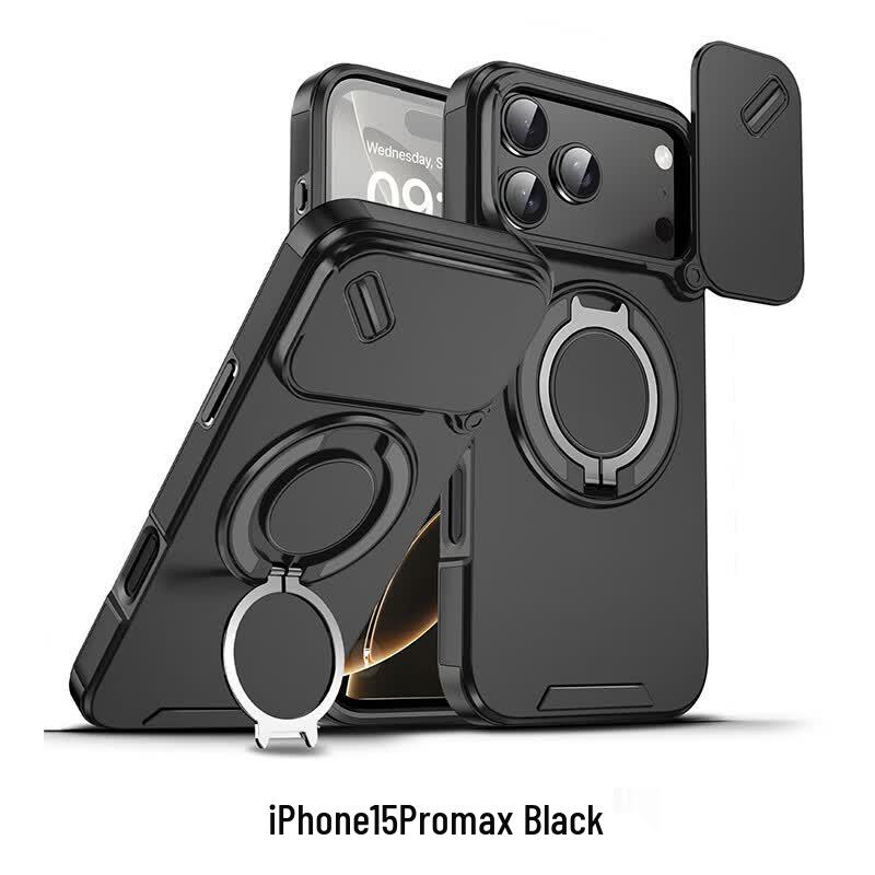 CAXITON Magnetic Ring Stand Lens Protector Phone Case for iPhone 15 Pro Max