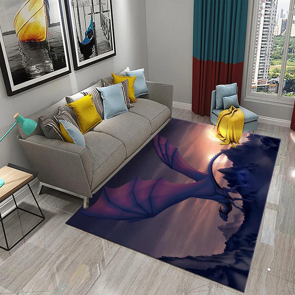 3D Colorful Dragon Pattern Carpet Kitchen Bathroom Living Room Kid Bedroom Entrance Non-slip Absorbent Fashion Home Decor Carpet