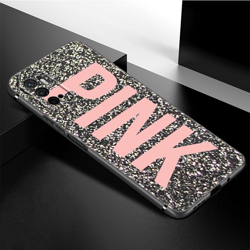 Fashion Pink Love Phone Case For Xiaomi Redmi Note 11 10 9 8 Pro 11T 5G 10T 10S 9S 9T 9i 9C 9A 8T Soft TPU Black Cover Funda