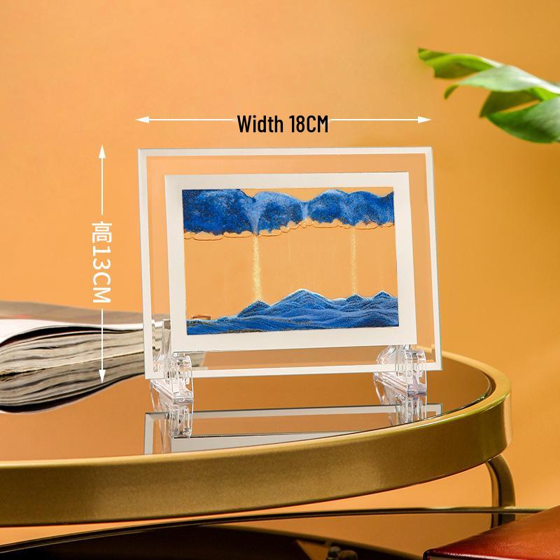 Ornament 3D Ruchomy Piasek Lustrzane Krawędzie Kwadratowy Obraz do Salonu - Szklana Dekoracja Rękodzieła Zestaw na Prezent