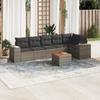 7 Piece Garden Sofa Set with Cushions Gray Poly Rattan