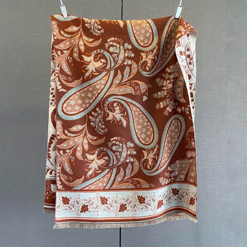 Soft Faux Cashmere Scarf Women With Paisley Warm Thick Wrap Shawl Winter