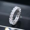 Neue Trendy Frauen Hochzeit Ewigkeit Ringe Voller Zirkonia Hochwertige Aussage Schmuck Silber Farbe Ring