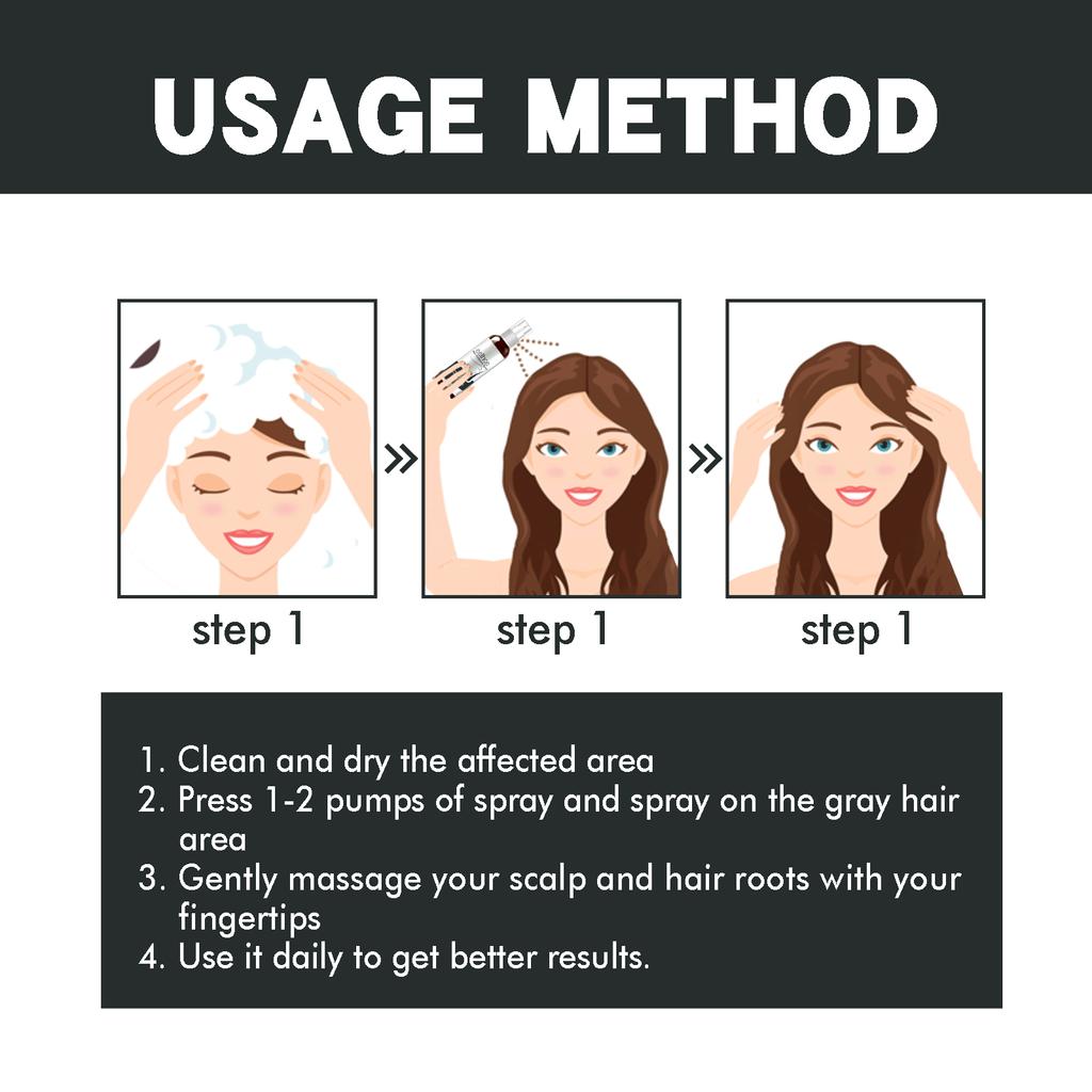EELHOE black hair spray covers white hair, natural color rendering, supple, shiny, moisturizing, and nourishing hair care spray 100ml