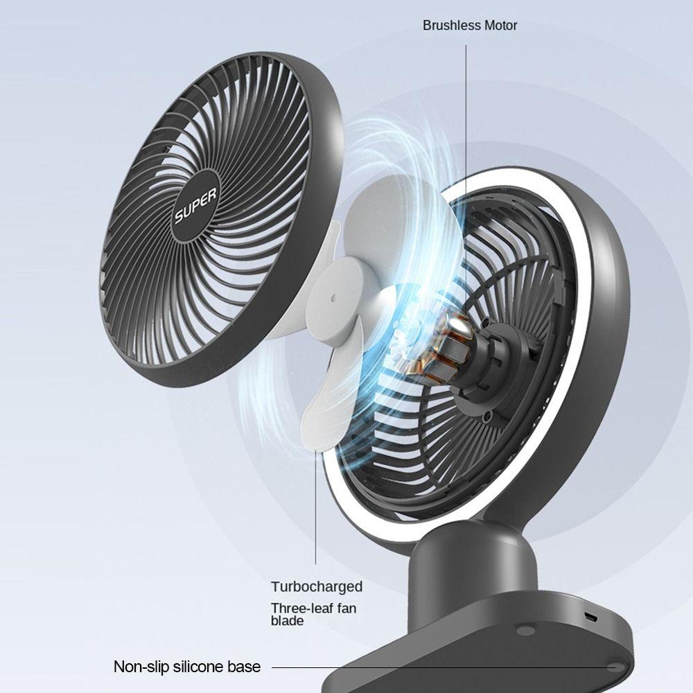 Portable Rechargeable Fan with Light Camping Fan Rechargeable Desktop Portable Circulator Wireless Electric Fan LED Night Light