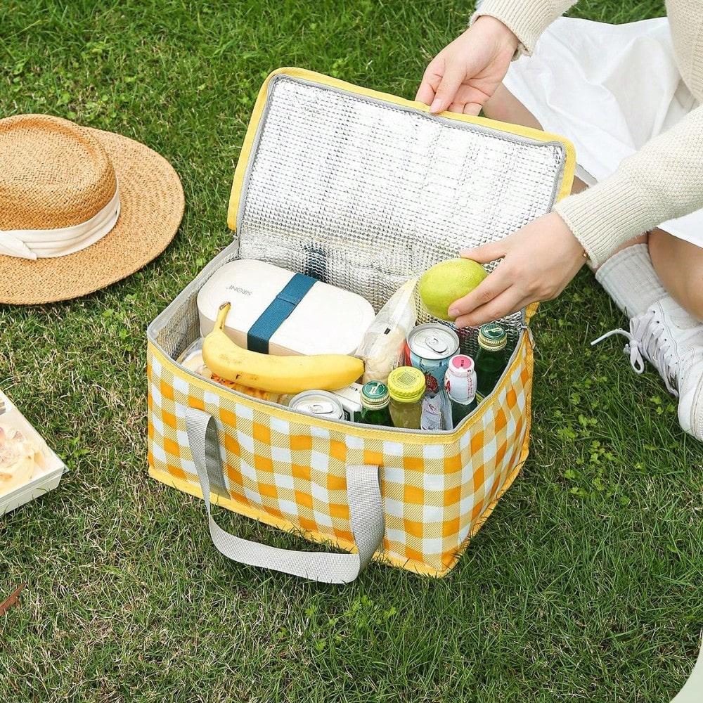 Outdoor large-capacity picnic bag, camping picnic basket, travel picnic bag, portable bento bag, thermal insulation bag