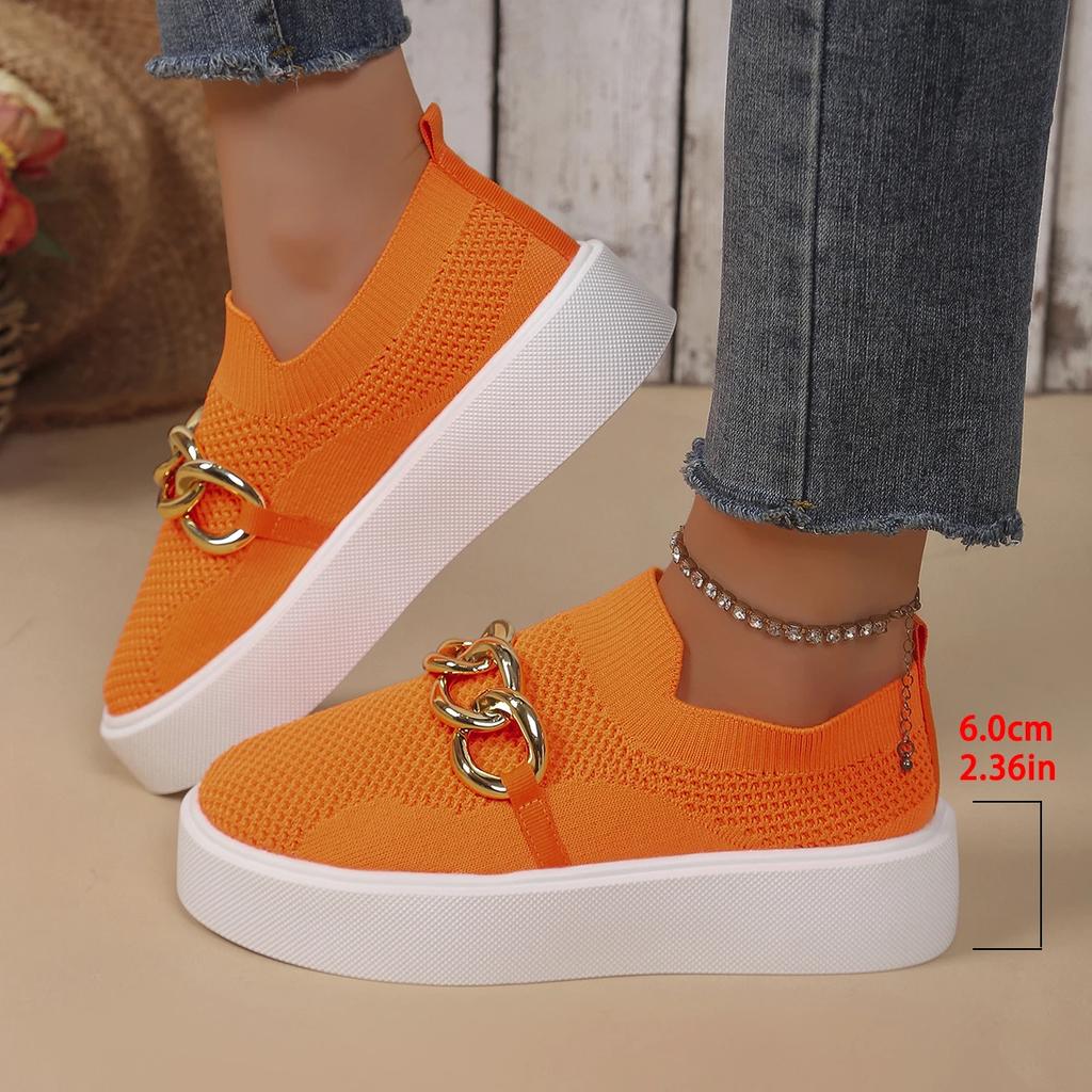 Fashion 2024 Women's Spring New Black Thick-soled Flat Shoes Women's Loafers Slip-on Boat Shoes Metal Chain Designer Casual