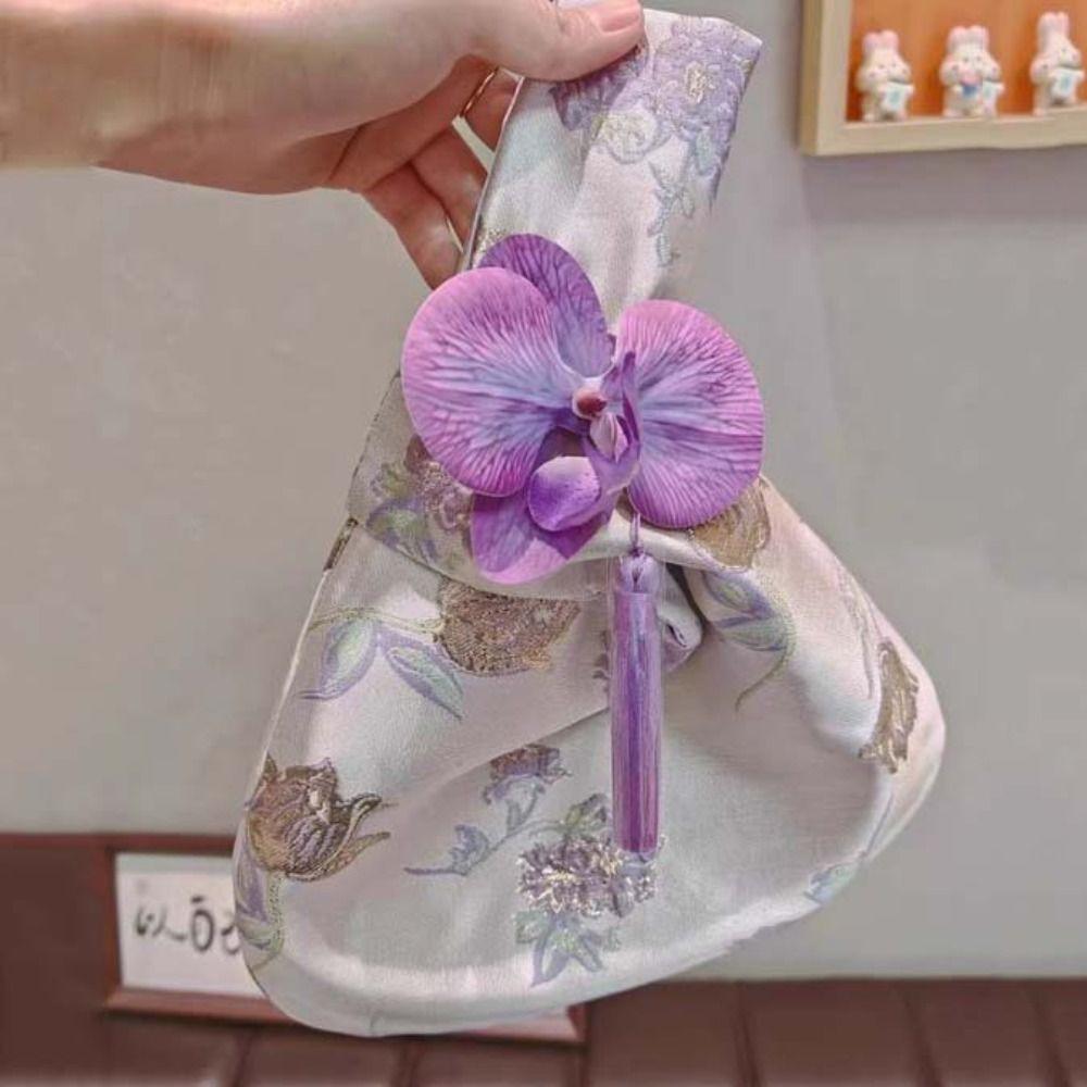 Flower Pendant Tassel Knot Wrist Bag Storage Bags Cheongsam Accessories Girls