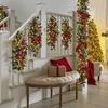 60x30cm Christmas Decor Stair Wreath with Light String Xmas Simulation Garland Gleamy Door Swag Garland for Christmas Party 2026