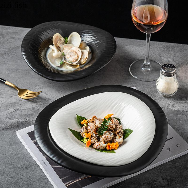 Irregular Ceramic Soup Plate Dinner Plates Serving Plate Western Plates   Fruit Tray Salad Bowl Dessert Bowls Noodle Bowl Dish