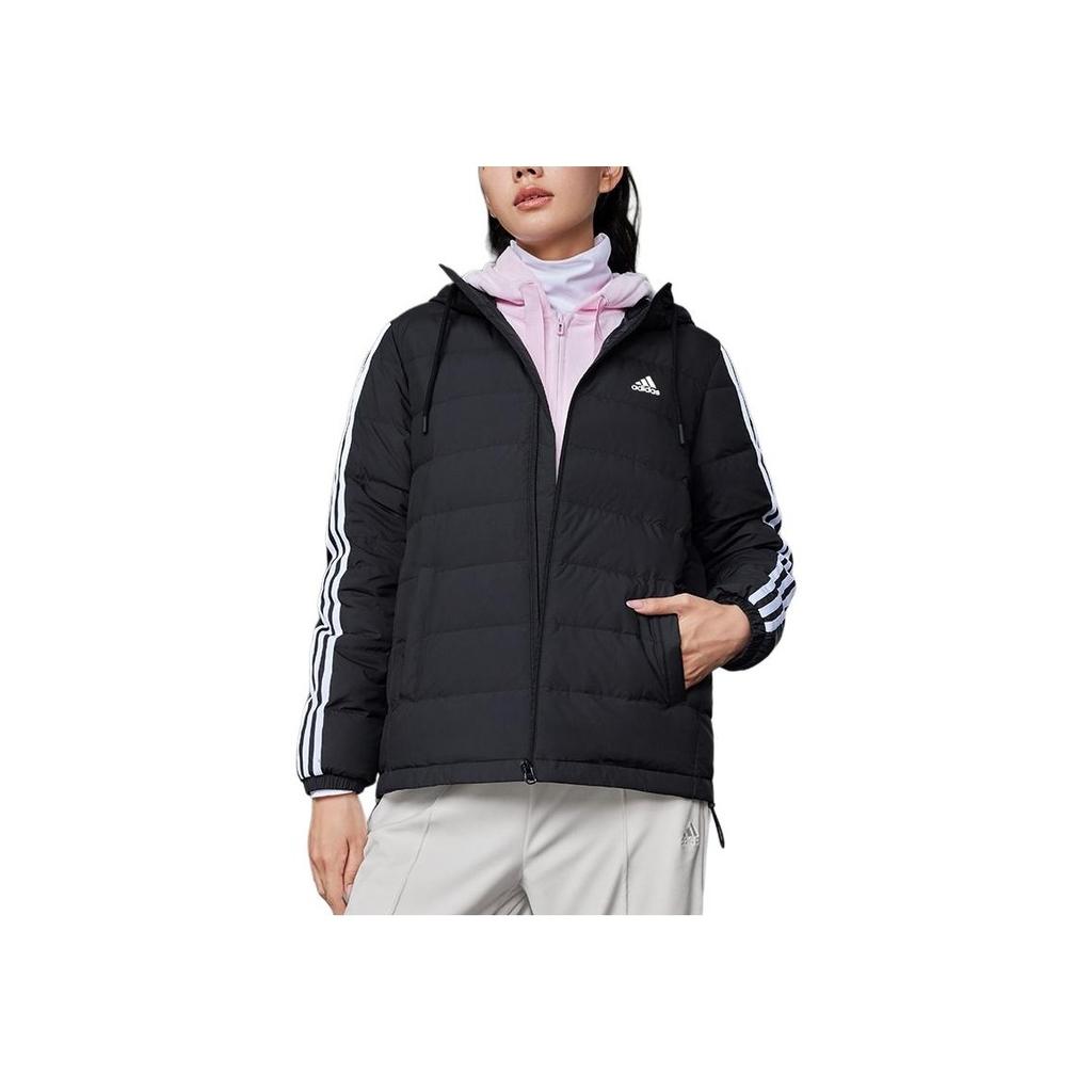 Adidas Official Lightweight Womens Winter New Warm Sports Hooded Long Sleeve Outdoor Quilted Thin Cotton Down Jacket Women Jacket Black IK2376