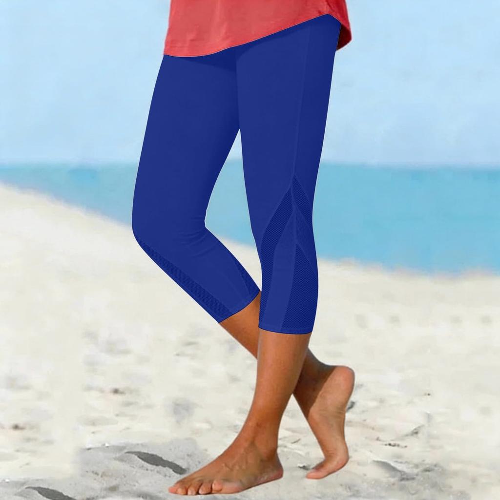 Modische farbige High-Waist-Sport-Yoga-Freizeit-Cropped-Hose für Damen