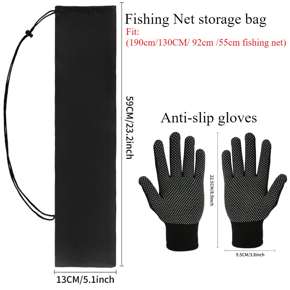 Fishing Landing Net Aluminum Alloy Durable Telescoping Extend to 190cm/130cm/55cm Folding Mesh Safe Fish Catching Releasing