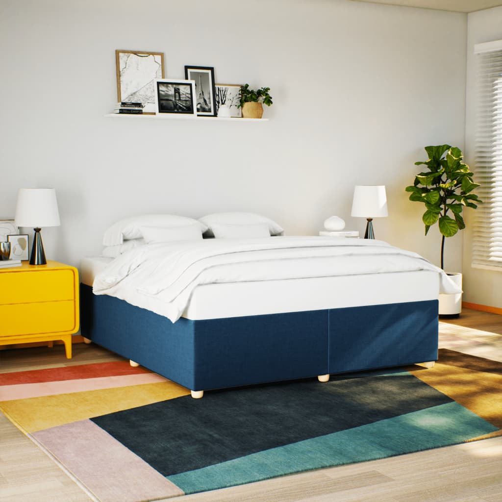 Bed Frame without Mattress Blue 200x200 cm Fabric