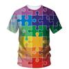 Card Puzzle T-shirt Multicolor Multishape 3D Printing T Shirts Round Neck Short Sleeves For