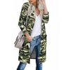 Women's Fashion Casual Printed Pocket Cardigan Medium And Long Coat
