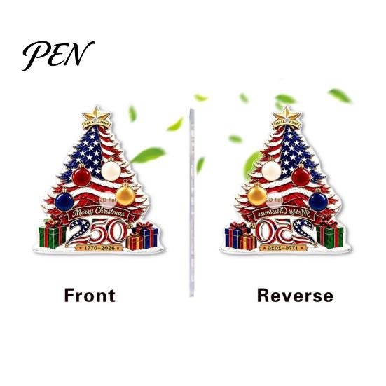 Patriotic Christmas Decor 250th Anniversary Ornament, 2D Acrylic Tree Hanging Decoration, 1776-2026 Keepsakes 250 Years Pendant for Xmas Tree, Holiday