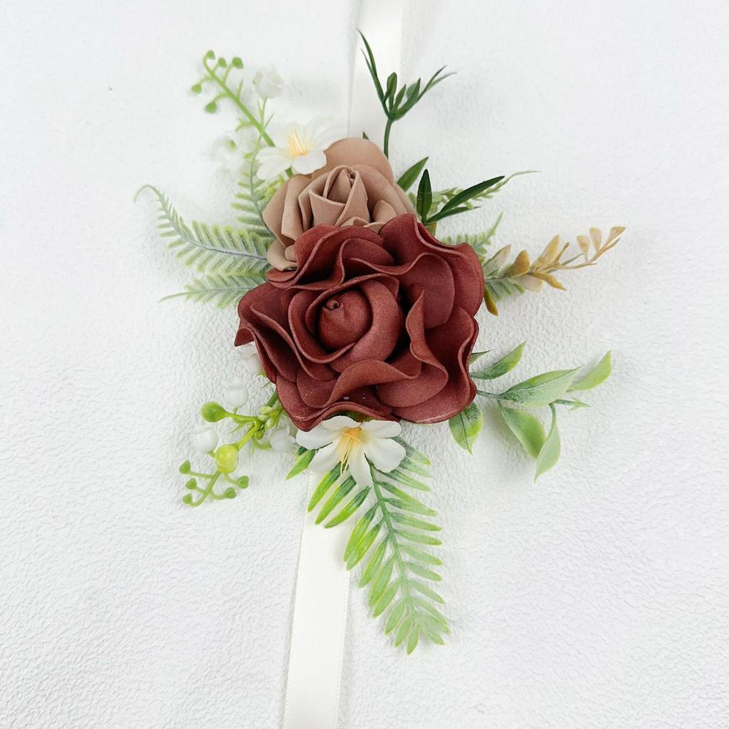 Wedding Corsage with PE Foam Flowers for Groomsmen, Bridesmaids, and Greeters