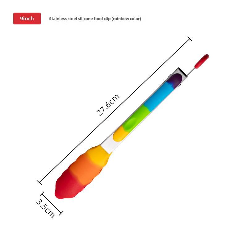 Heat-resistant silicone food tongs kitchen tool stainless steel food tongs anti-scald steak tongs barbecue tongs bread tongs