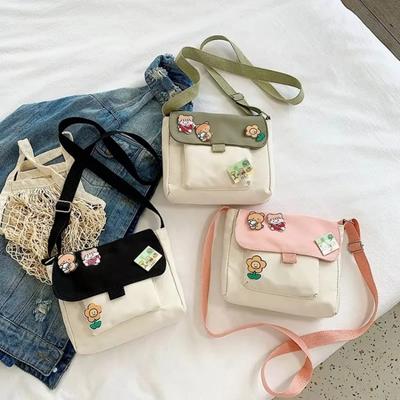 Canvas Small Bag For Women INS Japanese Crossbody Bags Cute Versatile Student Art One Shoulder Mobile Handbags Shoulder Bag