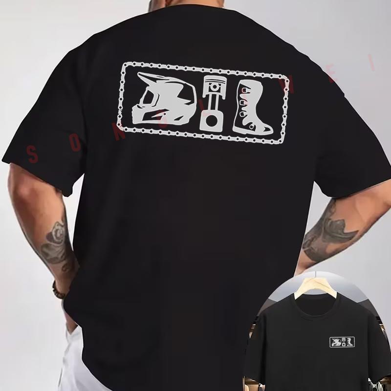 Dirt Bike Gear With Motorcycle Rider Motocross Print T-Shirt Double-Sided Print Men's Short Sl