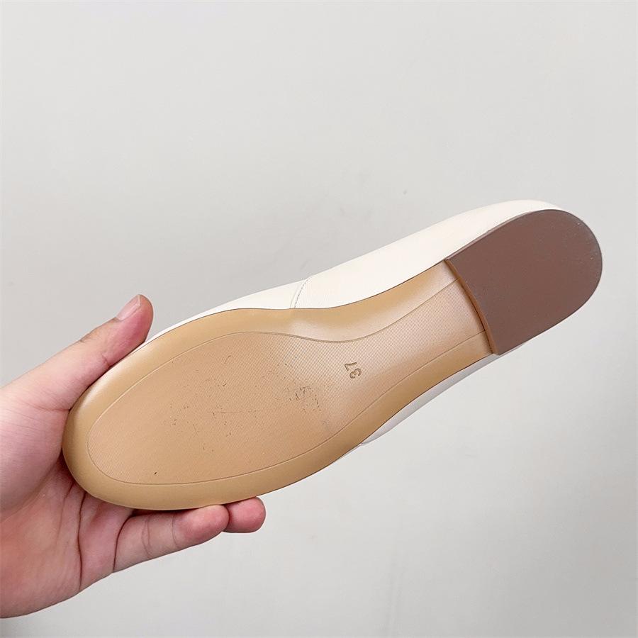 Johnature Handmade Genuine Leather Women's Shoes Retro Round Toe Soft Soled Belt Buckle Flat Shoes