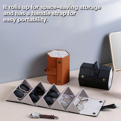 Aufbewahrungsbox für Brillen mit Metalldruckknöpfen, mehrere Fächer, einfarbiges Design, Sonnenbrillen-/Schmuck-Organizer, Aufbewahrungskoffer