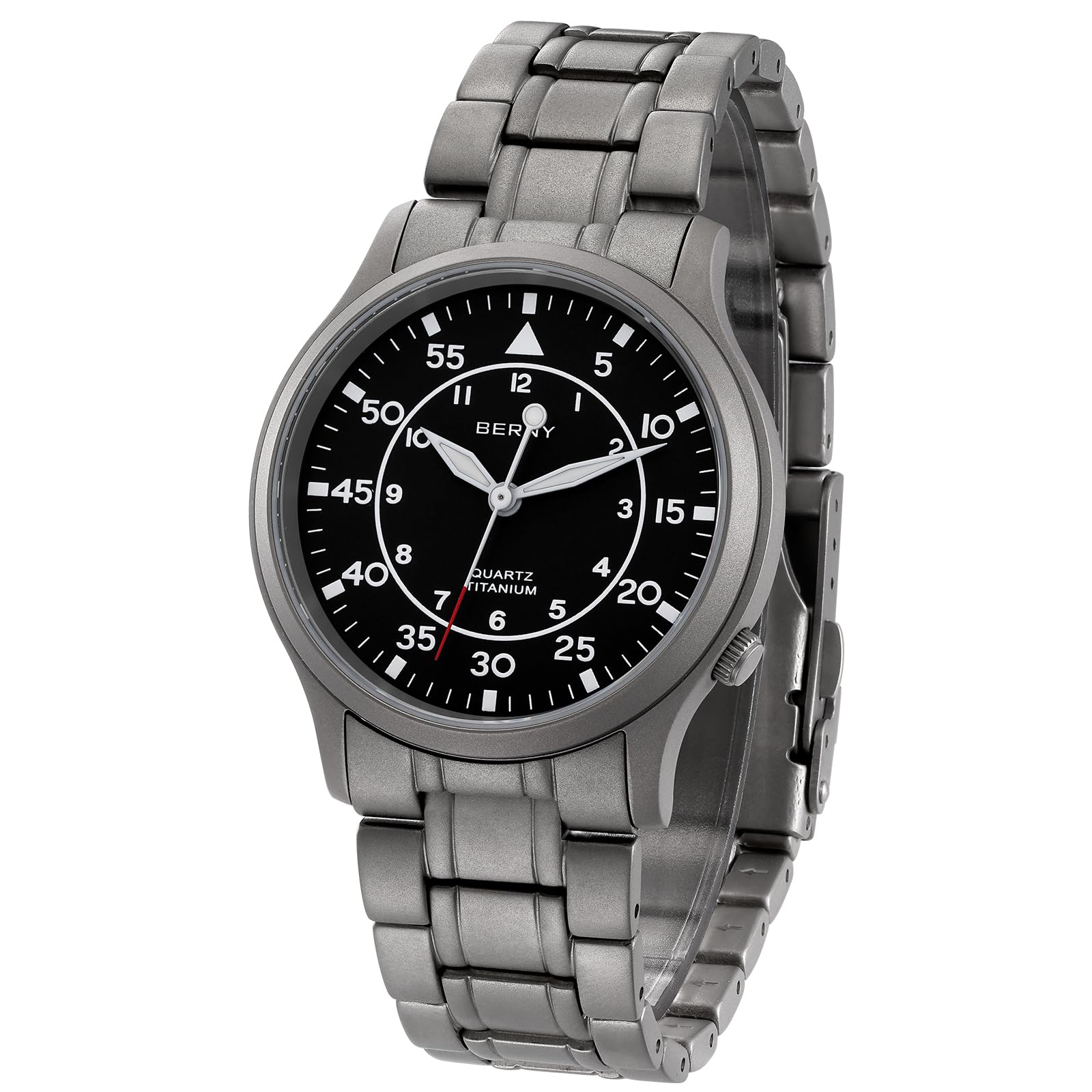 

BERNY Часы Титановые Часы с Японским Кварцевым Механизмом с Плавным Ходом 5 АТМ Водонепроницаемые Легкие Титановые Мужские - Механизм, Устойчивые,