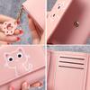 Women'S Wallet Cute Cat Short Wallet Small Genuine Leather Wallet Girls Purse Paper Clip Women'S Female Haop
