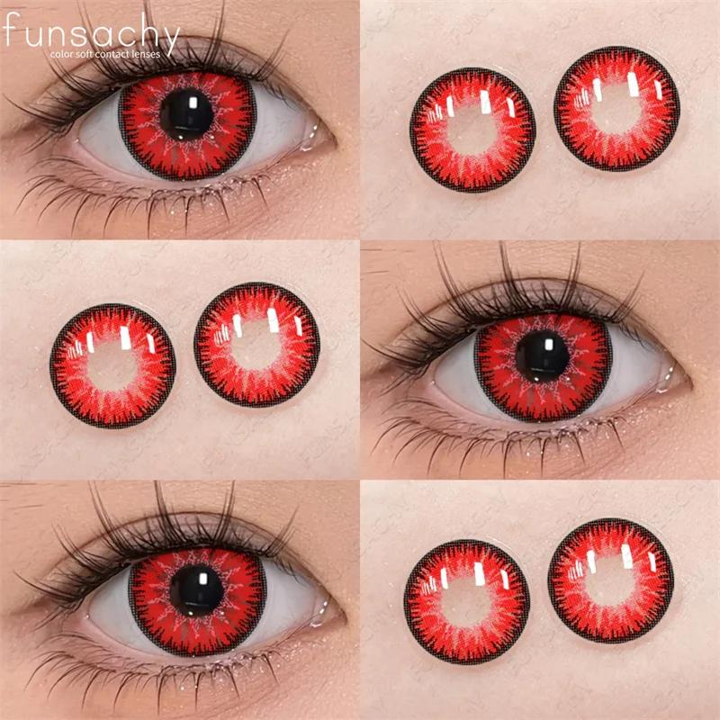 

FUNSACHY 1 пара модных цветных контактных линз для косплея зеленые розовые аниме косплей линзы красота макияж на Хэллоуин глаз мягкие линзы
