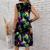 Plus Size V Neck Sleeveless Dress Shaded Brook Woodland Watercolor Print For Peaceful Nature Stroll