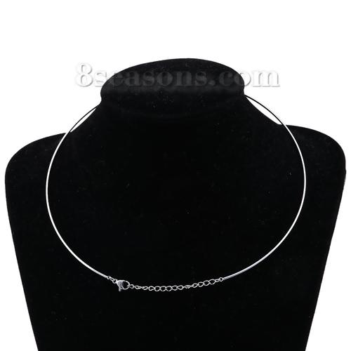 304 Stainless Steel Collar Neck Ring Necklace Silver Color For Women Men Fashion Gifts 40cm/45cm long, 1 Piece