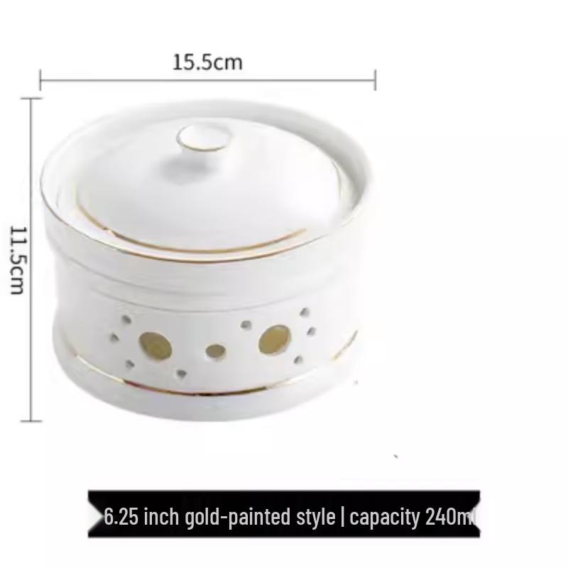 Ceramic Individual Warming Stew Bowl with Heating Base