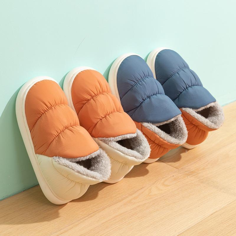 Waterproof Cotton Slippers Men's Indoor Home New Couple Non-slip Warm Bag and Down Cloth Cotton Drag Women's Winter