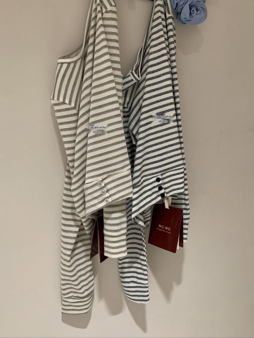 Autumn/Winter Petite Stripe Long Sleeve Loose Short Top - Guangzhou Thirteen Hong Medium