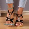 Ladies Shoes 2024 New Fashion Buckle Strap Women's Sandals New String Bead Casual Sandals Women Hot Sale Peep Toe Wedge Sandals