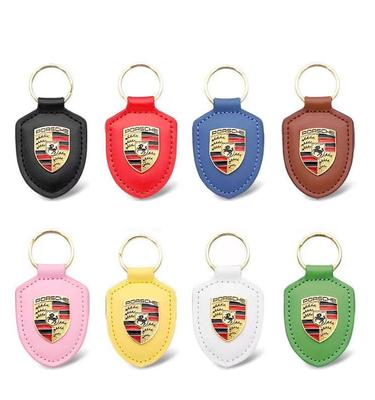 Leder Schild Auto Logo Schlüsselanhänger Schlüsselring Anhänger Geschenk Für Porsche Cayenne Panamera Macan 911 Taycan Boxster Cayman 918 Pajun