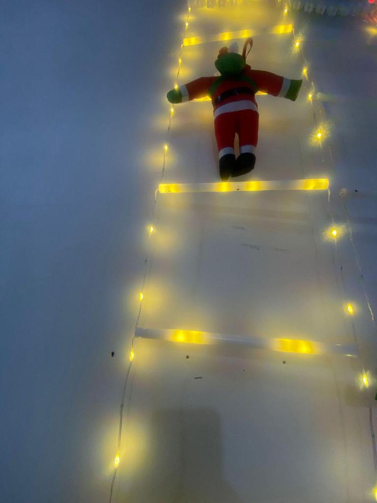 Santa Claus Climbing Ladder Christmas String Lights