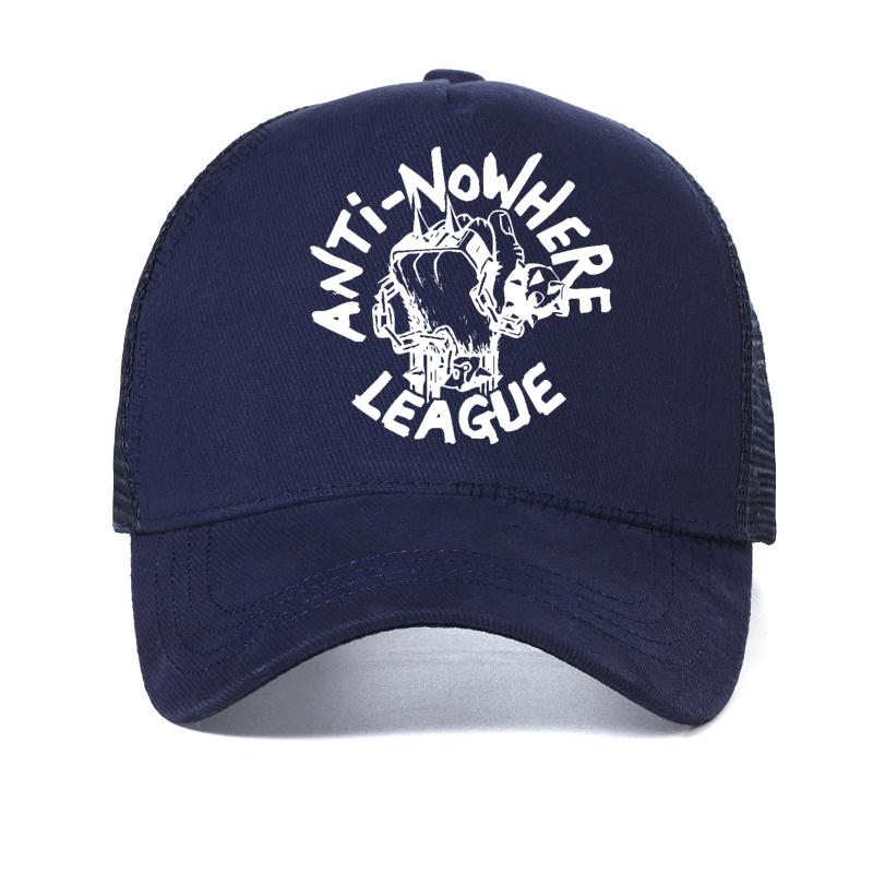 

Anti Nowhere League Punk Rock Band baseball cap Men Summer cool mesh trucker hat women Adjustable Hip Hop Hats Adjustable темно-синього кольору