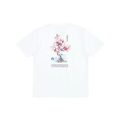 Sakura Serie Logo Print Rundhals Kurzarm T-Shirt Herren Oberteile Weiß AHSR630-1