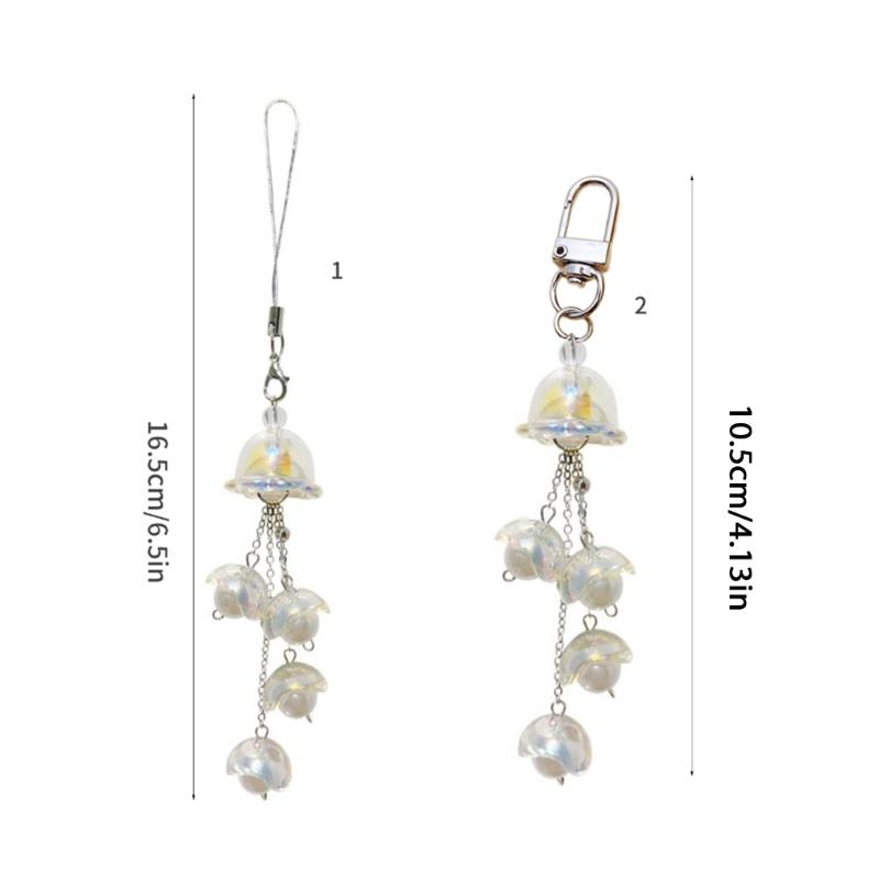 Stilvolles Handytaschen-Lanyard-Schlüsselanhänger für Damen und Mädchen mit Perlendesign Portemonnaie-Accessoire Tasche Hängender Schmuck