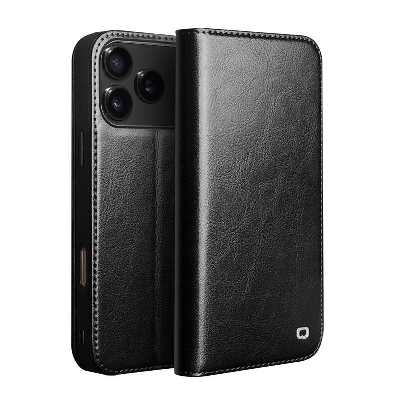 

Оригинальный кожаный чехол Qialino для Apple Iphone 17 Air 16 15 14 Pro Max, деловой стиль, модный, роскошный, с отделениями для карт, обложка iPhone17 чёрный