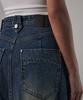 Teulimingbeodeu Front Yoke Denim Long Skirt [ Dark Blue ]