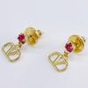 Valentino V Logo Signature Metal Crystal Stud Earrings 5W2J0H29 YCW 7CR Gold/Fuchsia [Item]