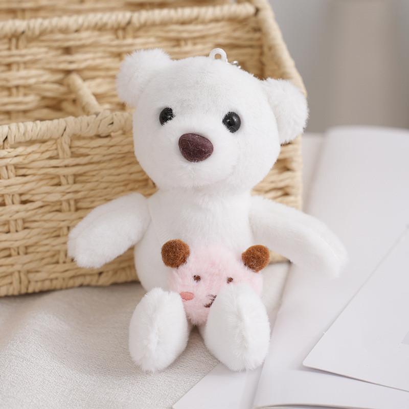 Adorable Plush Backpack Bear Keychain Cute Fluffy Stuffed Doll Pendant