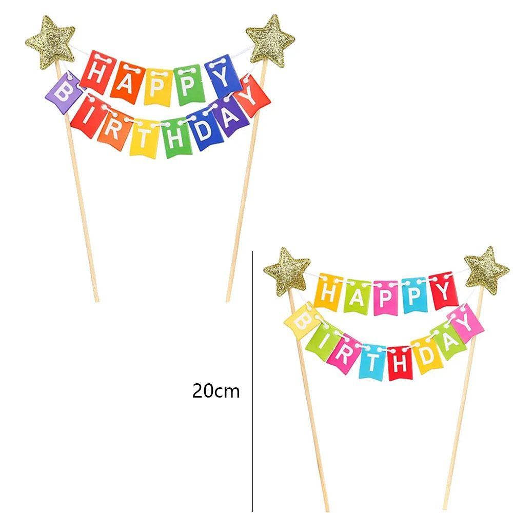 Cute Cake Banner Colorful Happy Birthday Cake Decor Pennant Cake Topper  Baby Shower Decor