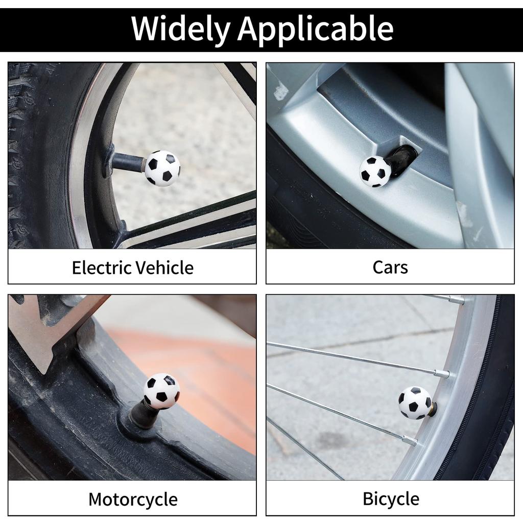 GaRhomxy Soccer Ball - 4pcs Football Shape Tire Valve Stem Caps Car Wheel Tire